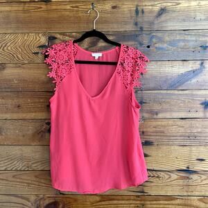 Jella C pink crochet sleeve blouse size Large